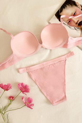 Pink Cotton Fabric Underwire Support Bralet
