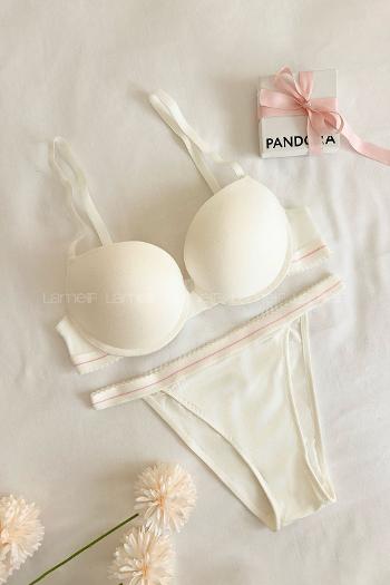 Ecru Cotton Fabric Underwire Support Bralet