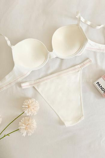 Ecru Cotton Fabric Underwire Support Bralet