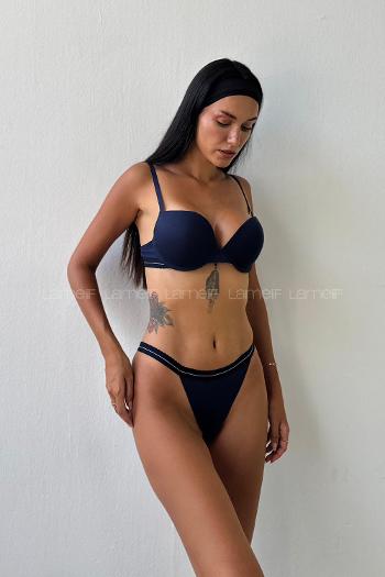 Navy Blue Cotton Fabric Underwire Support Bralet