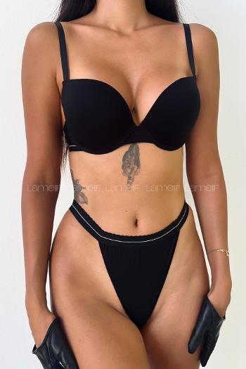 Black Cotton Fabric Underwire Support Bralet