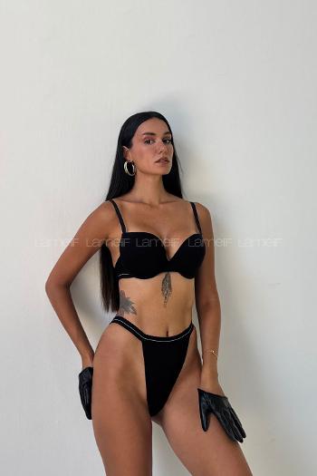 Black Cotton Fabric Underwire Support Bralet