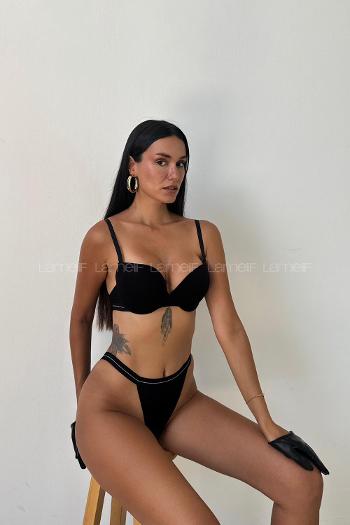 Black Cotton Fabric Underwire Support Bralet