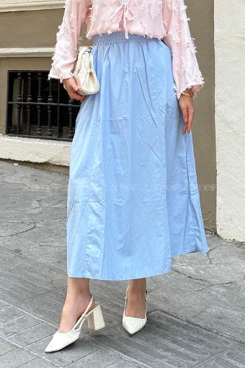 Lamelif Kloş Tesettür Etek Bebe Mavisi