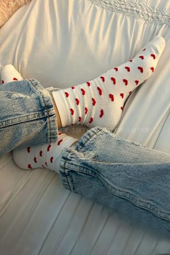 Lamelif Yarım Konç Kalpli Çorap