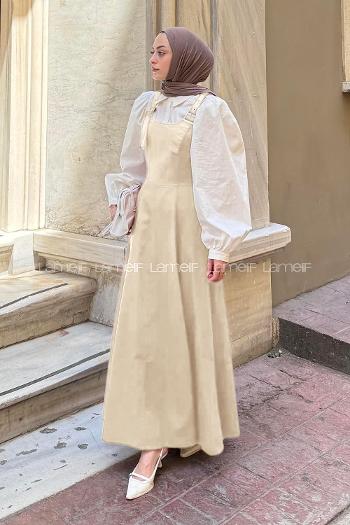 Lamelif Askılı Gabardin Tesettür Jile Taş Rengi