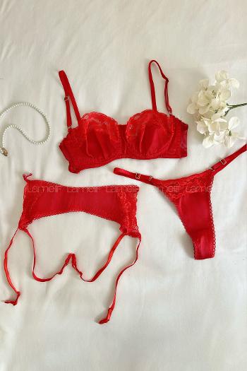 Red Cotton Fabric Underwire Unsupport 