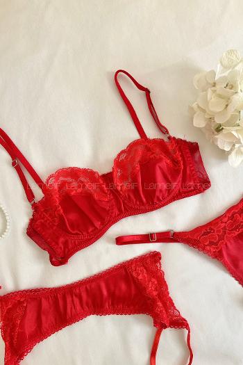 Red Cotton Fabric Underwire Unsupport 