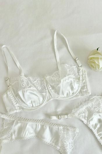 Lamelif Rhera Dantelli Saten Jartiyer Takım