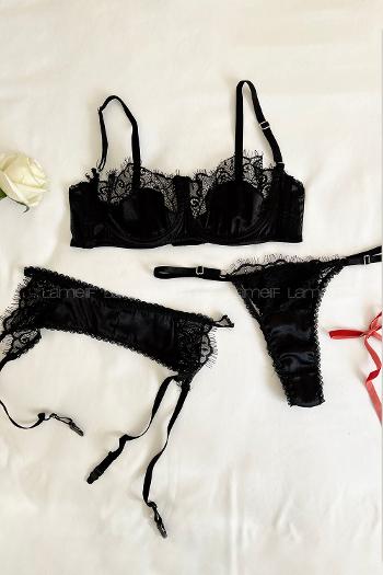 Black Cotton Fabric Underwire Unsupport 