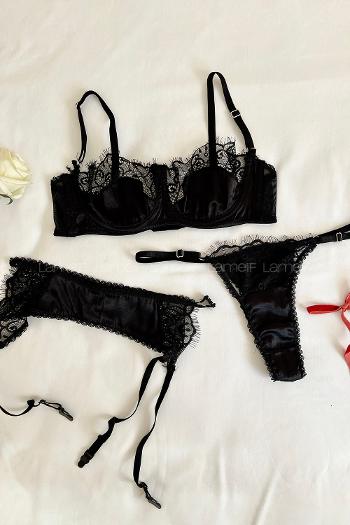 Black Cotton Fabric Underwire Unsupport 