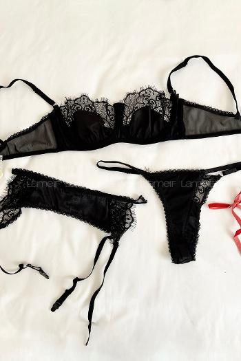 Black Cotton Fabric Underwire Unsupport 