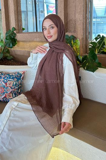 Lamelif Müslin Şal Çikolata Kahve