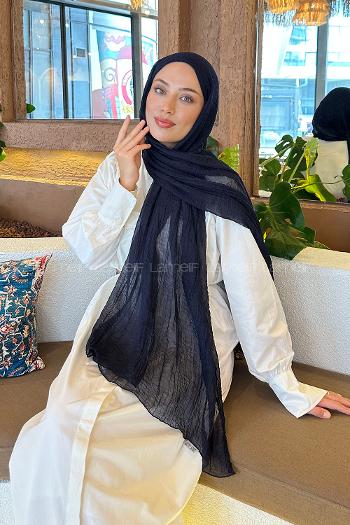 Lamelif Müslin Şal Lacivert