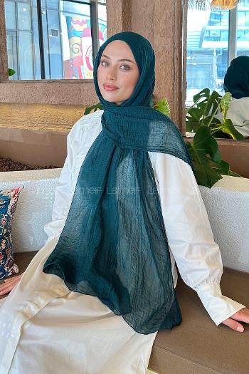 Lamelif Müslin Şal Zümrüt Yeşili