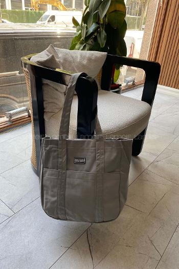 Lamelif Fermuarlı Büyük Kadın Kol Çantası Gri