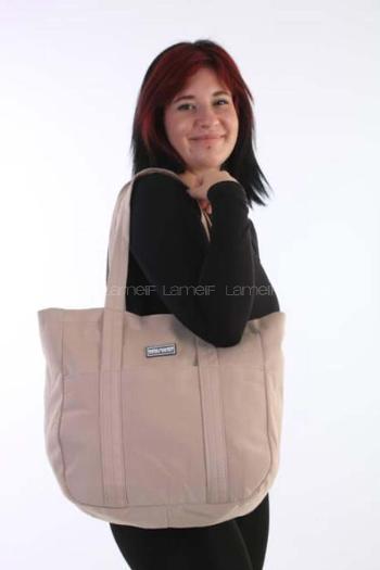 Lamelif Fermuarlı Büyük Kadın Kol Çantası Krem