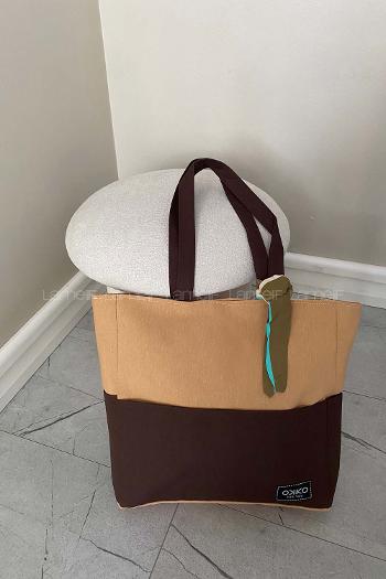 Lamelif İç Astarlı Geniş Kol Çantası Vioznrengi-Acı Kahve Garnili