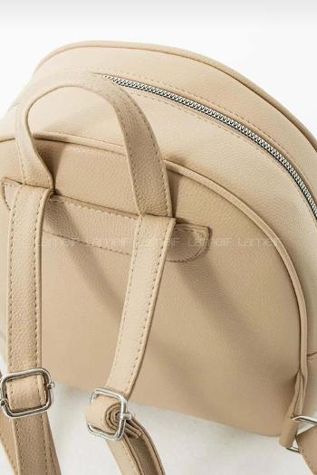 Lamelif İki Gözlü Deri Görünümlü Sırt Çantası Vizonrengi