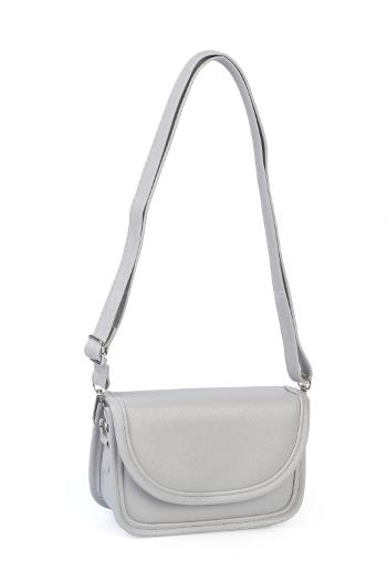 Metallic Gray Buckle Skin Hand Bag Bag
