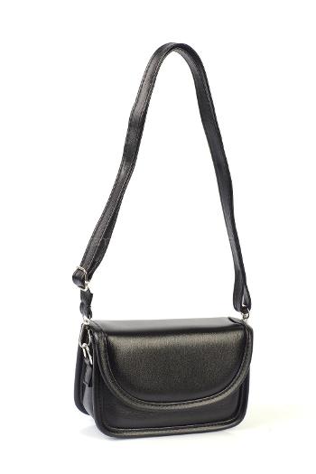 Lamelif Mini Kutu Çapraz Çanta Kadın Parlak Siyah