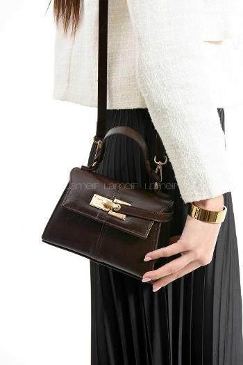 Lamelif Anastasia Model Kadın El Ve Omuz Çantası Acı Kahve