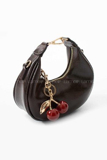 Lamelif Betty Model Charm Hediyeli Kadın El Ve Omuz Çantası Acı Kahve