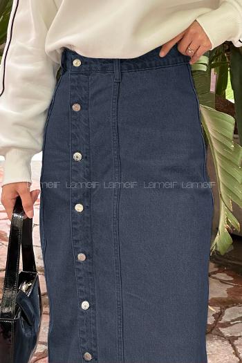 Blue-2 Denim Straight Skirt Skirt