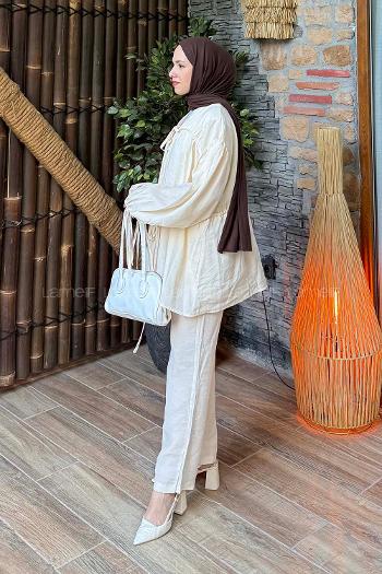 Stone Normal Neck Long Arm Tensel Regular Trousers Comfortable Suit