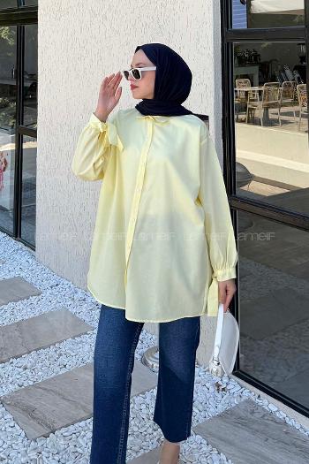 Lamelif Kol Detaylı Gömlek Sarı