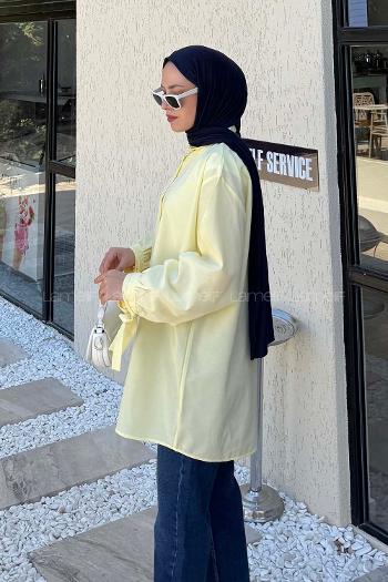 Lamelif Kol Detaylı Gömlek Sarı