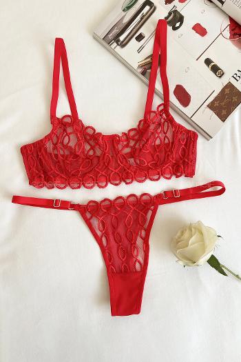 Red Cotton Fabric Underwire Unsupport 