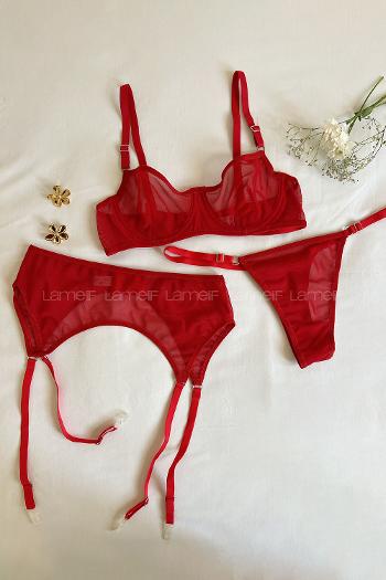 Red Cotton Fabric Underwire Unsupport 