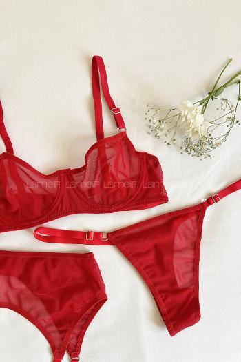 Red Cotton Fabric Underwire Unsupport 