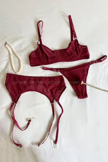 Claret Red Cotton Fabric Underwire Unsupport 