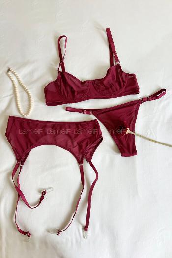 Claret Red Cotton Fabric Underwire Unsupport 