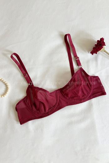 Claret Red Cotton Fabric Underwire Unsupport 
