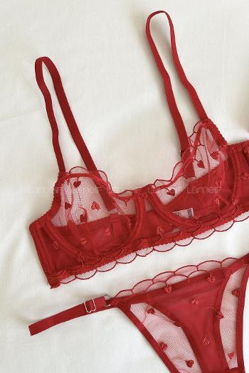 Red Cotton Fabric Underwire Unsupport 