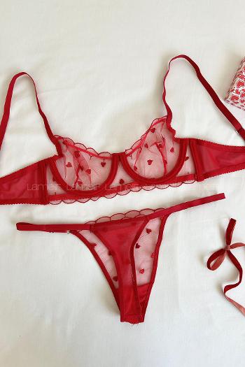 Red Cotton Fabric Underwire Unsupport 