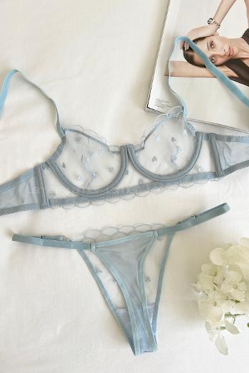 Baby Blue Cotton Fabric Underwire Unsupport 