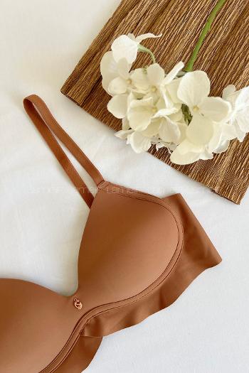 Brown Cotton Fabric Underwire Support Bralet