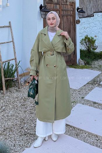 Green Long Arm Lycra Trench Coat