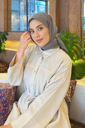 Lamelif Bambu Eşarp K oyu Gri