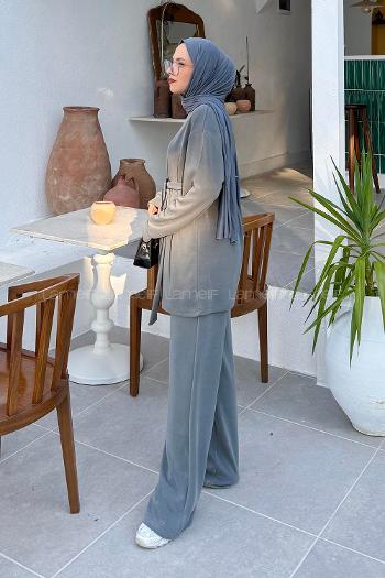 Lamelif Oysho Bağlama Detaylı İkili Takım Antrasit