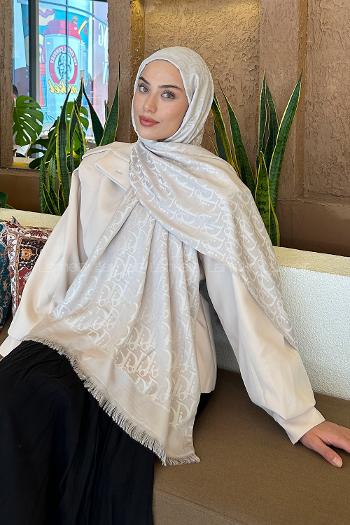 Lamelif Dior Desen Kaşmir Çift Taraflı Şal Taş