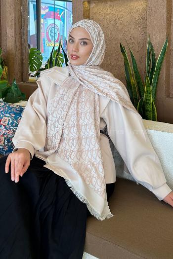 Lamelif Dior Desen Kaşmir Çift Taraflı Şal Vizon