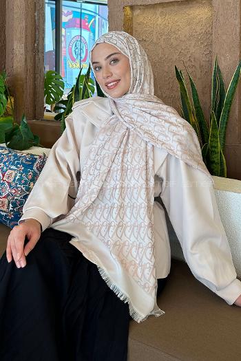 Lamelif Dior Desen Kaşmir Çift Taraflı Şal Vizon