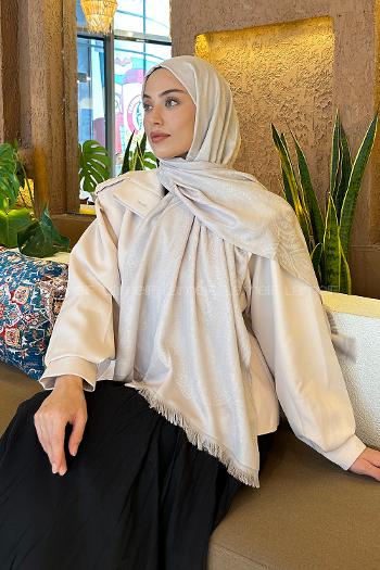 Lamelif Etnik Retro Desen Kaşmir Çift Taraflı Şal Taş