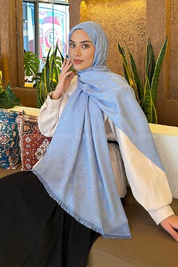 Lamelif G Desen Kaşmir Çift Taraflı Şal Bebe Mavisi