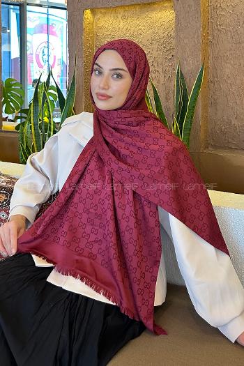 Lamelif G Desen Kaşmir Çift Taraflı Şal Bordo